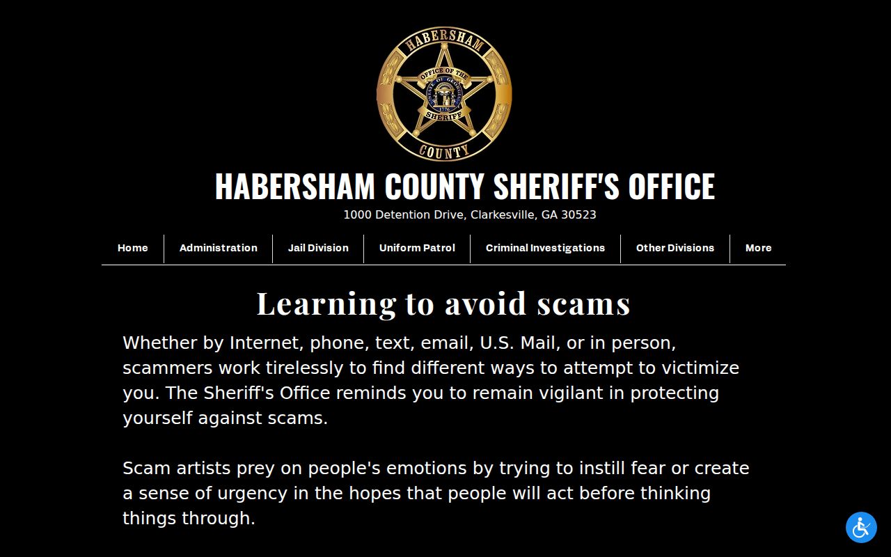 Habersham County arrest warrant payment scam warning