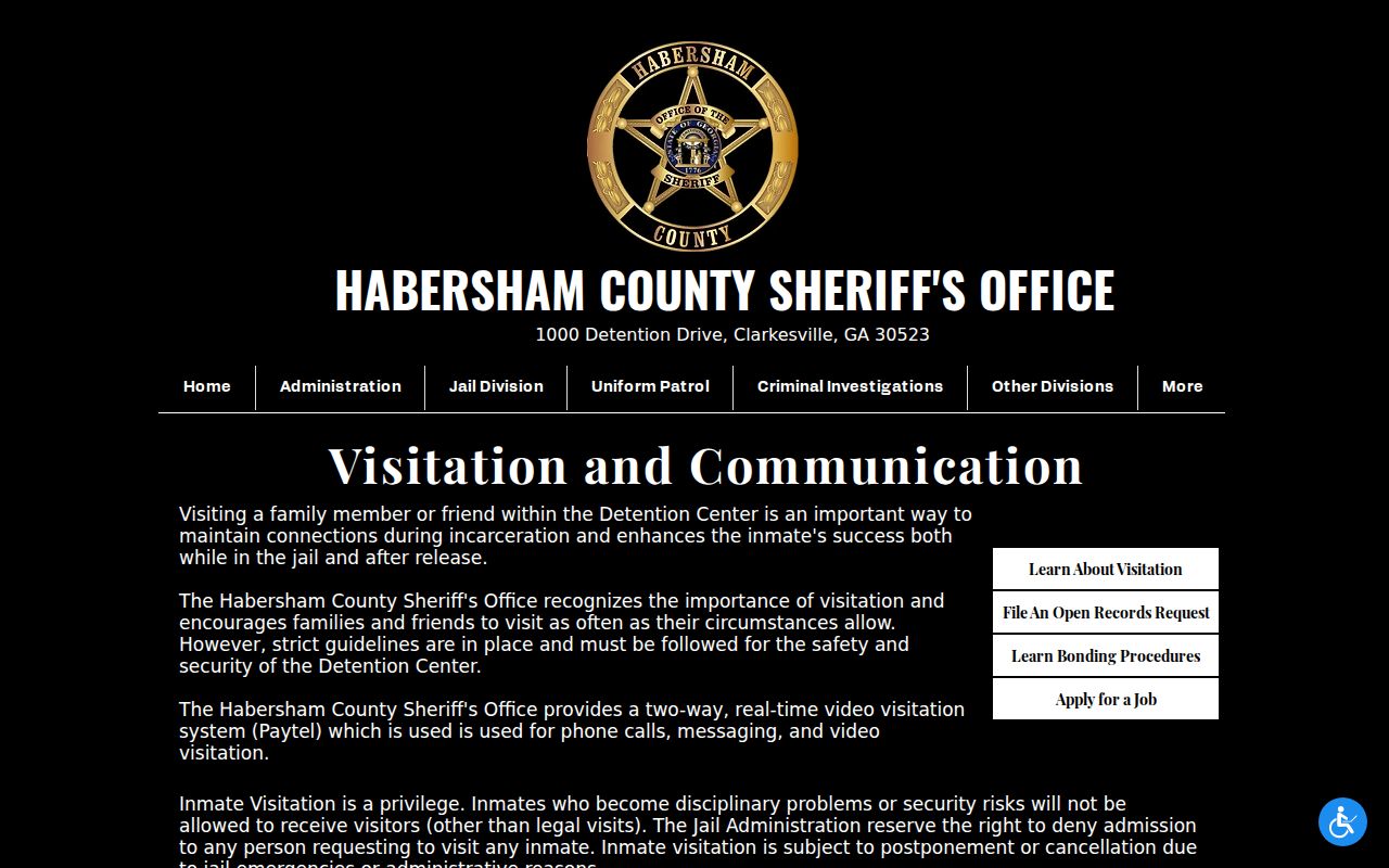 Habersham County arrest history jail communication information