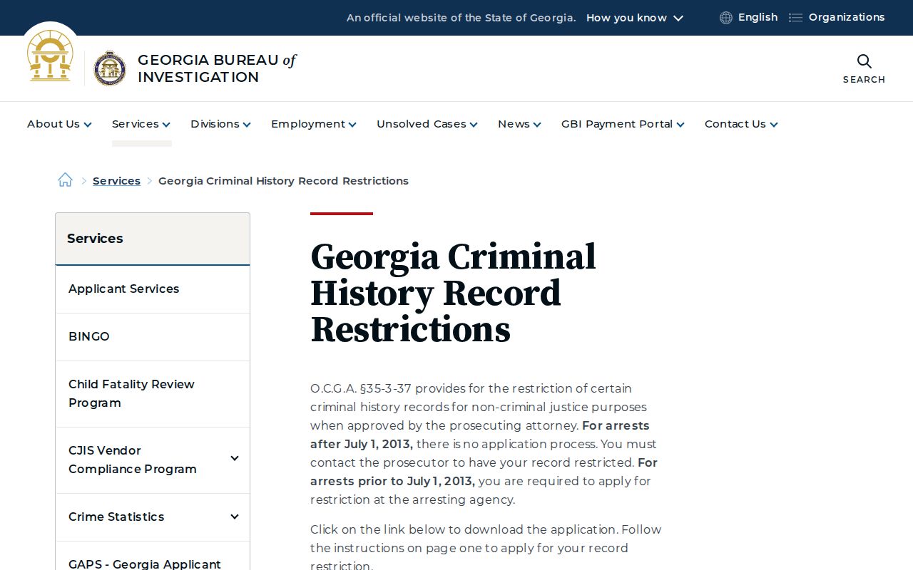 Habersham County criminal court record restriction process