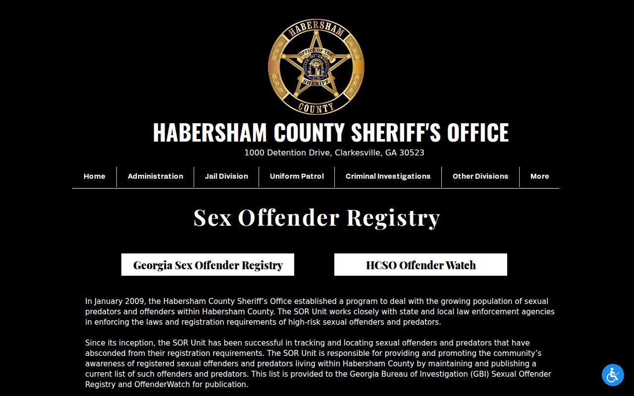 Habersham County sex offender check and local SOR Unit